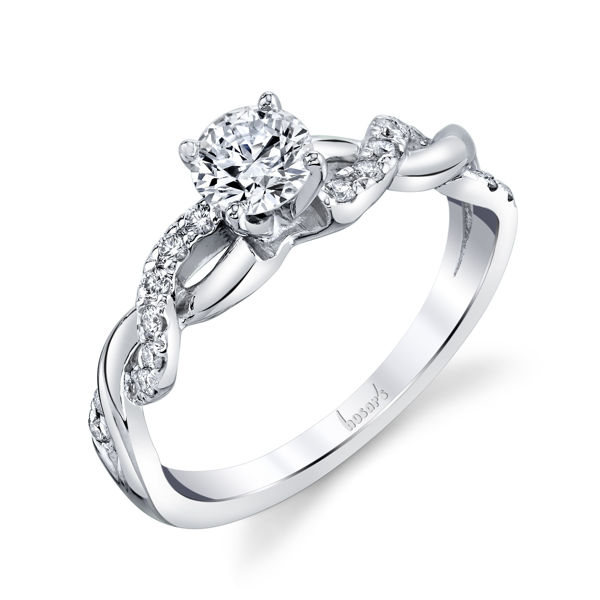 14kt White Gold Twisted Diamond Engagement Ring