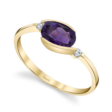 14kt Yellow Gold Bypass Style Amethyst and Diamond Ring
