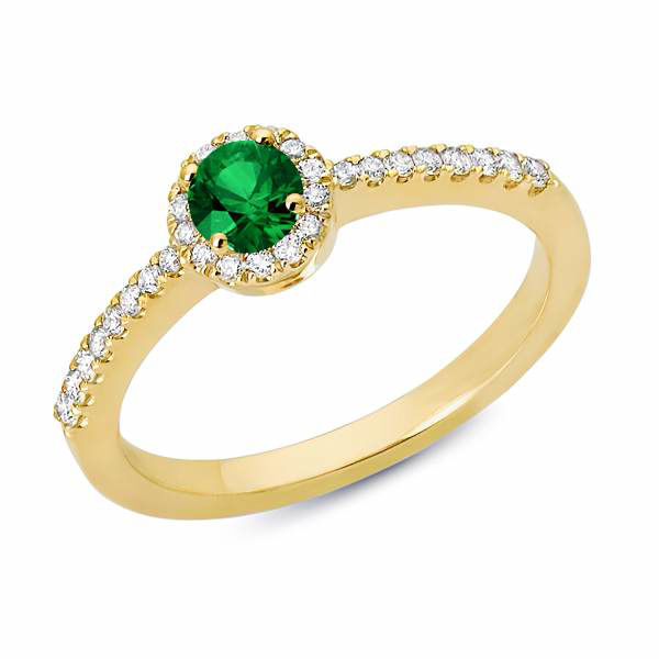 Husar's House of Fine Diamonds. 14kt Yellow Gold Round Natural Emerald ...