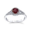 14kt White Gold Round Natural Ruby and Diamond Halo Ring
