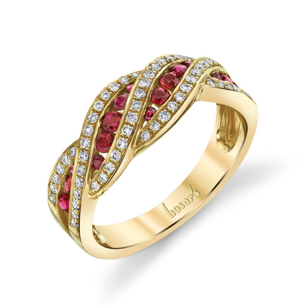 14kt Yellow Gold Ornate Natural Ruby and Diamond Ring