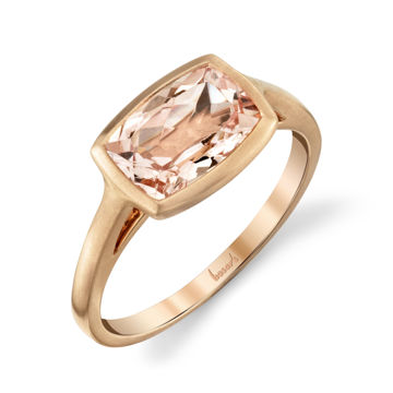 18kt Rose Gold Satin Finish Bezel Set Rectangular Morganite Ring