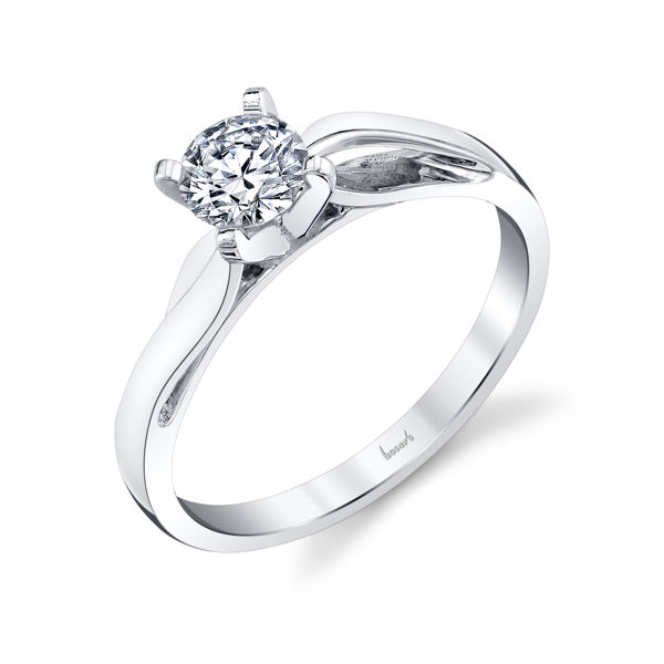 14kt White Gold Curved Solitaire Engagement Ring