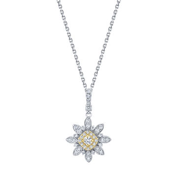 14kt White and Yellow Gold Blooming Diamond Pendant