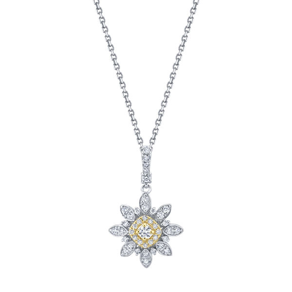 14kt White and Yellow Gold Blooming Diamond Pendant