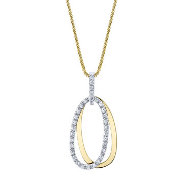 14kt Yellow and White Gold Double Oval Diamond Pendant