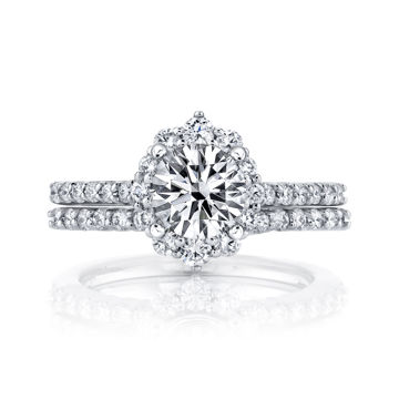 14kt White Gold Victorian Inspired Diamond Halo Engagement Ring