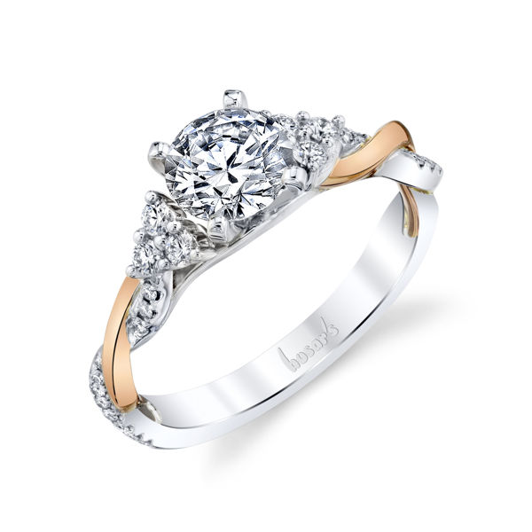 14kt White and Rose Gold Entwined Diamond Engagement Ring