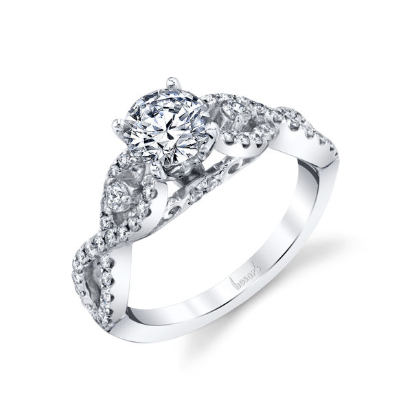 14kt White Gold Twisted Diamond Infinity Engagement Ring