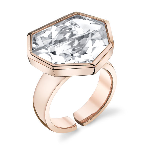 14kt Rose Gold Heptagonal Crystal Quartz Ring