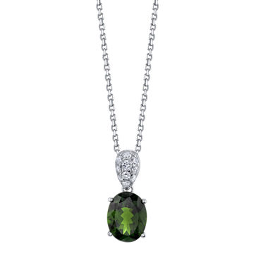 14kt White Gold Chrome Diopside and Diamond Pendant