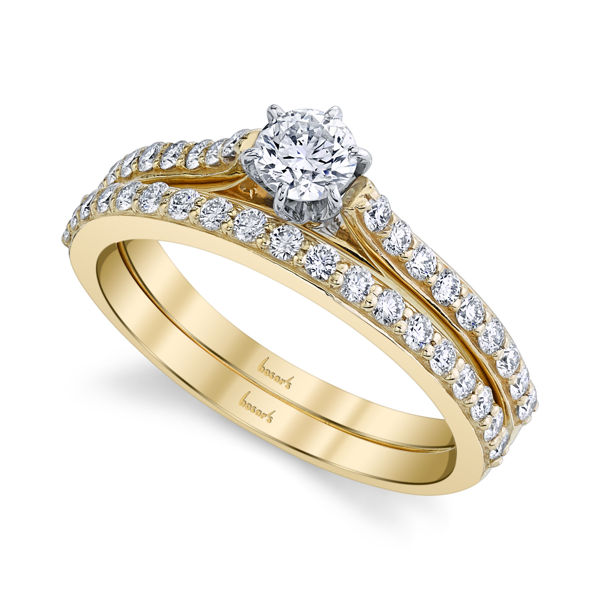 14kt Yellow Gold Traditional Diamond Cathedral Engagement Ring