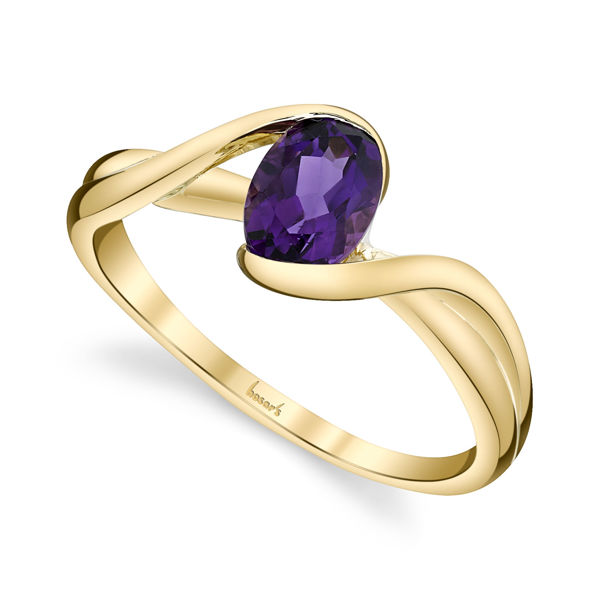 14kt Yellow Gold Swirling Bypass Amethyst Ring