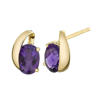 14kt Yellow Gold Iconic Amethyst Studs