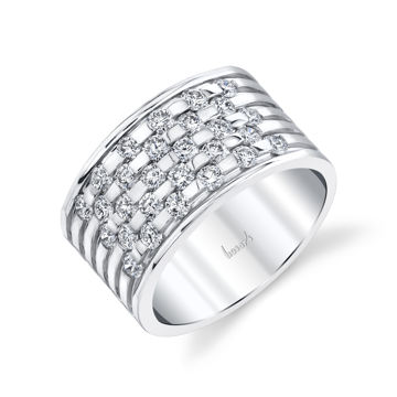 14kt White Gold Wide Woven Diamond Band