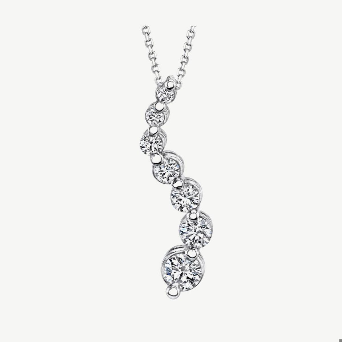 Picture of 14K White Gold Diamond Journey Graduated Prong-Set Pendant