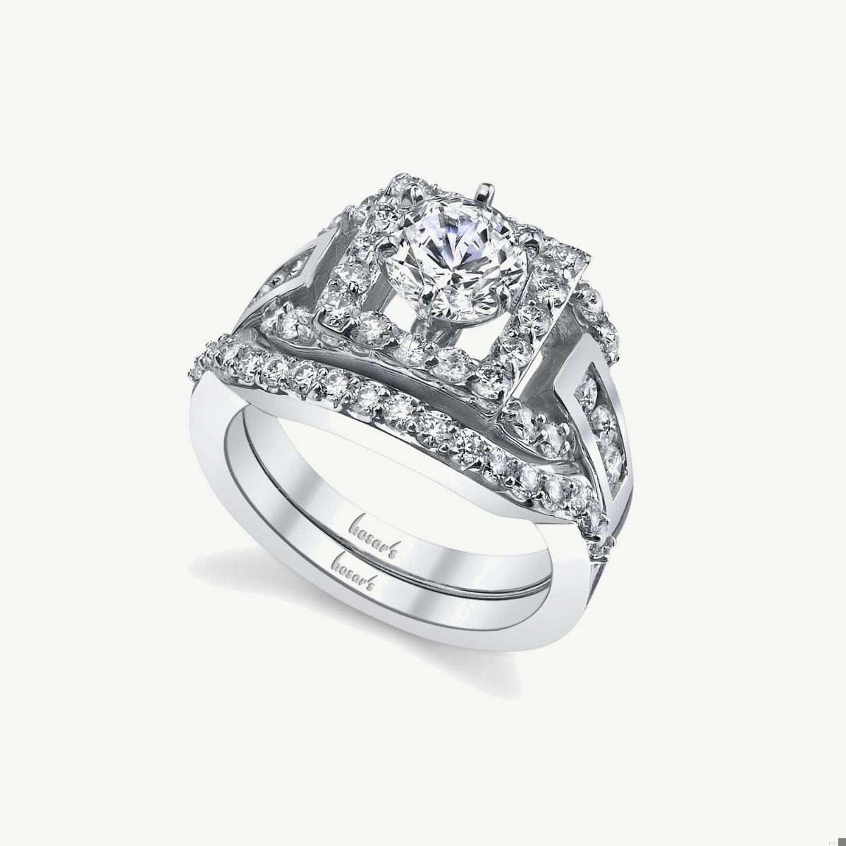 Picture of 14K White Gold 1.50 Carat Square Halo Engagement Ring