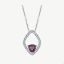 Picture of 14K White Gold Rhodolite Garnet and Diamond Pendant with Trillion Shaped Bottom
