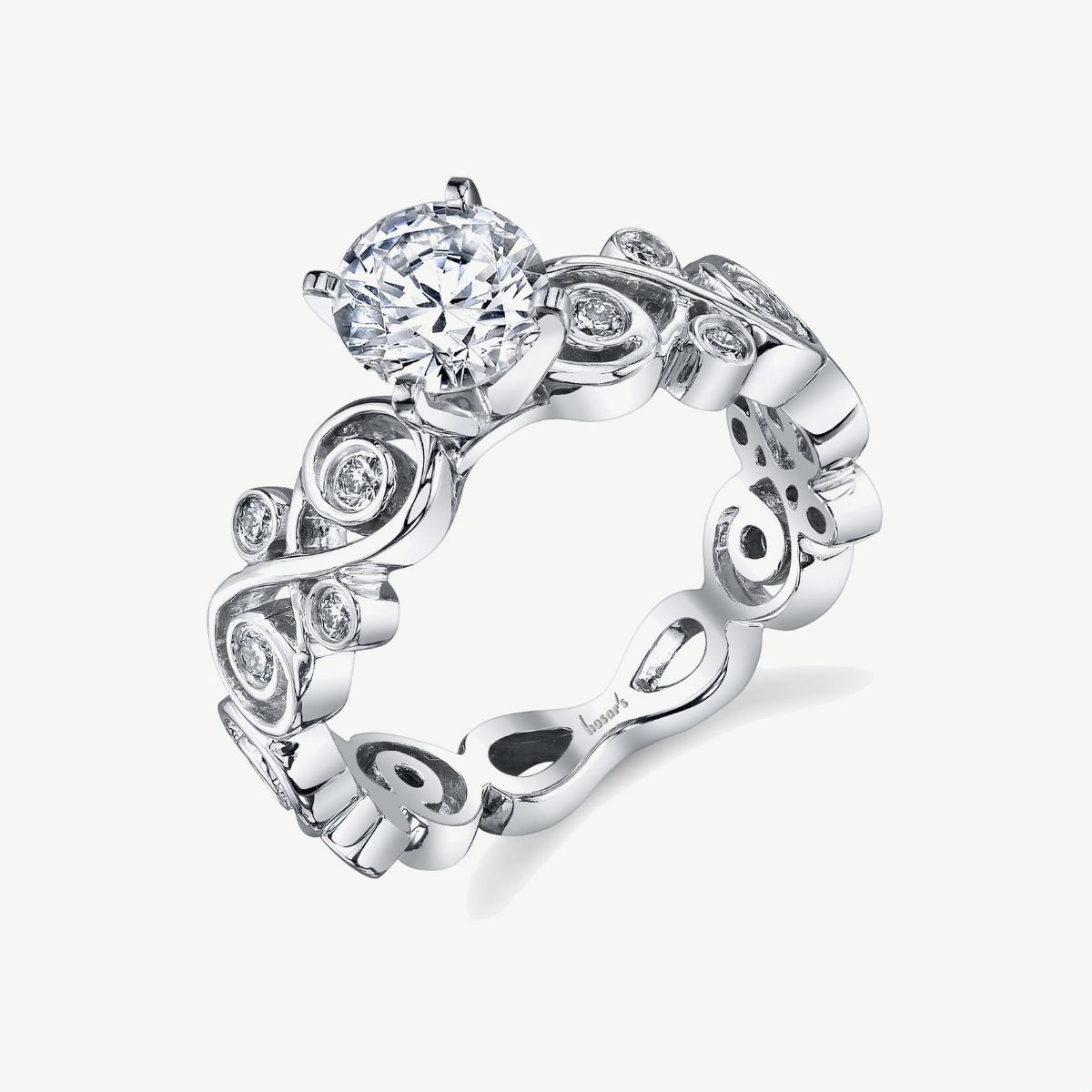 Picture of 14K White Gold Infinity Pendant with Peg Head and Bezel Set Round Diamonds