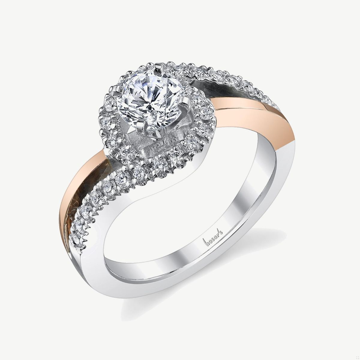 Picture of 14K White  and Rose Gold Bypass and Split Shank Setting for Diamond Ring