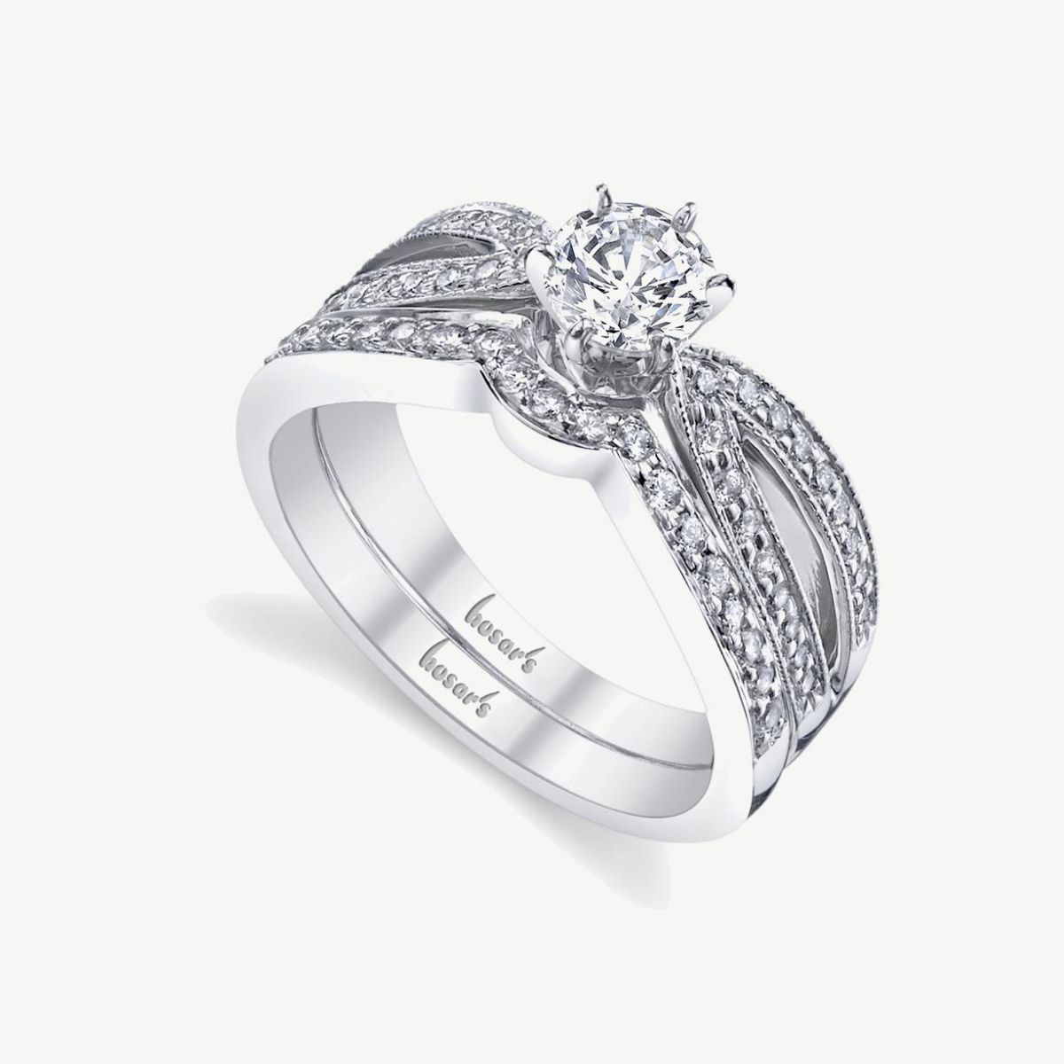 Picture of 14K White Gold Pinch Shank Ring with Two Split Rows