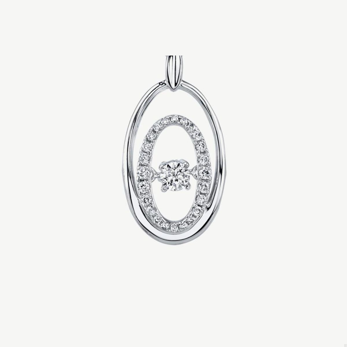 Picture of 14K White Gold Double Oval Halo Diamond Pendant