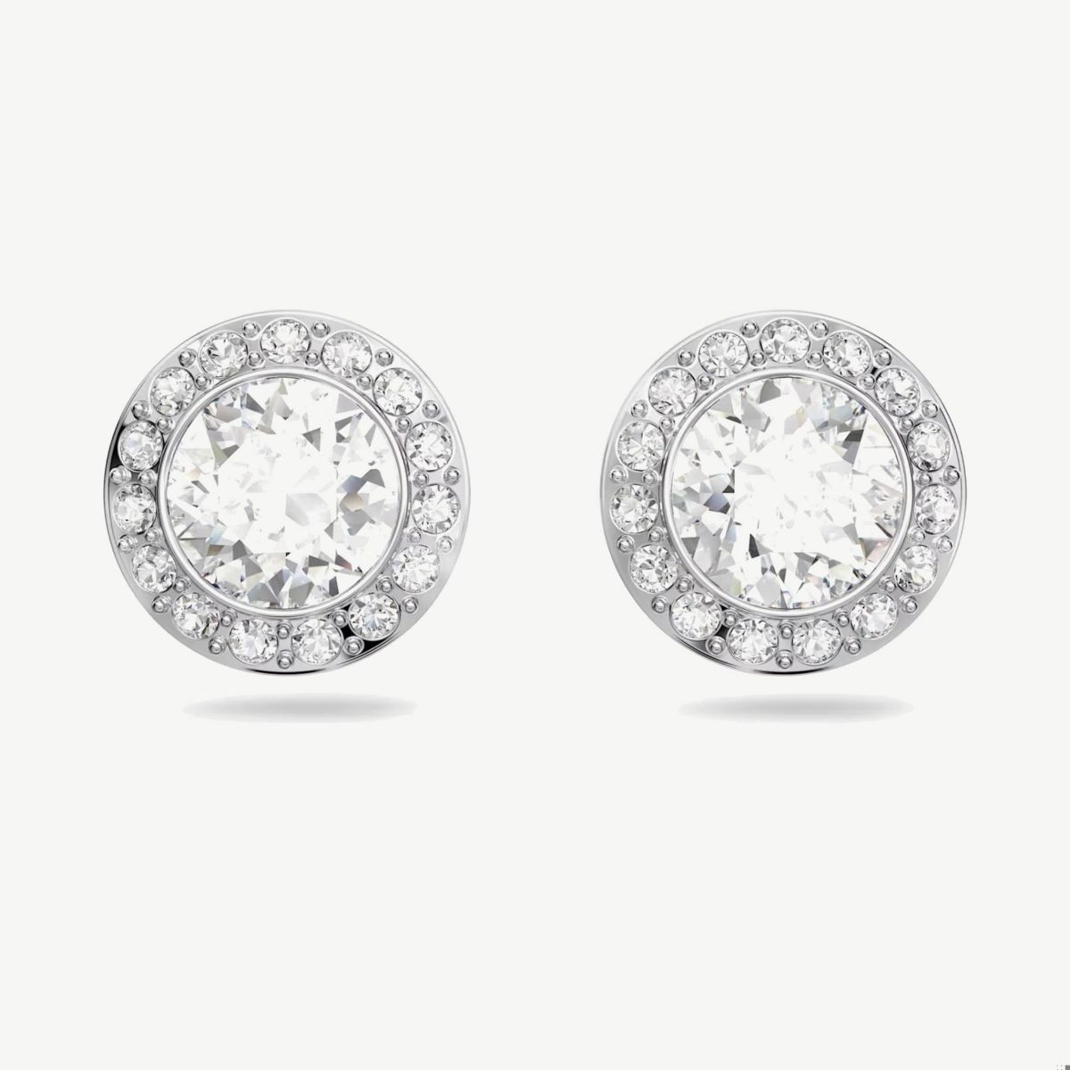 Picture of Swarovski  Angelic Stud Earrings - Single Center Crystal with Pave Halo