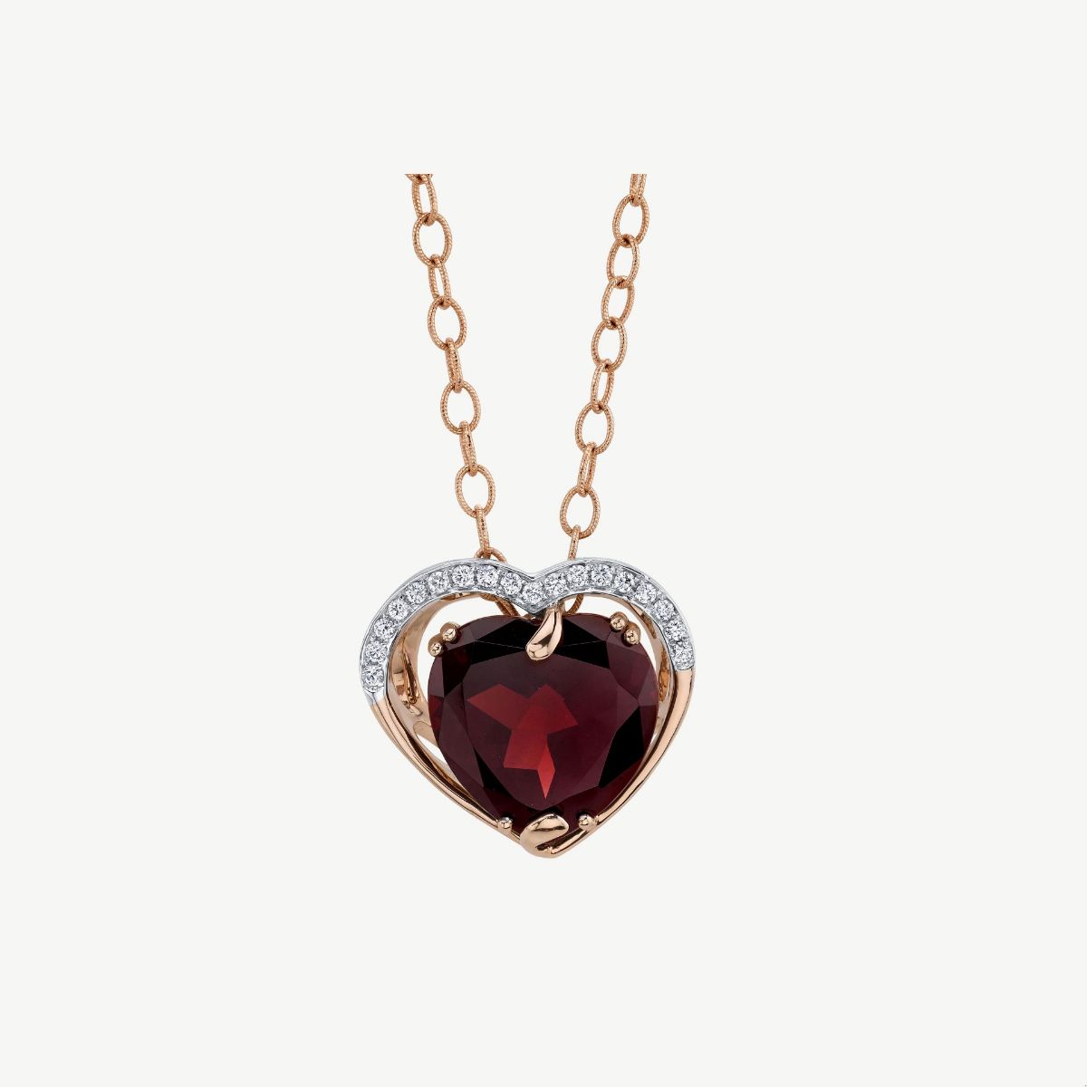 Picture of 14K Rose gold Pyrope Garnet and Diamond Pendant