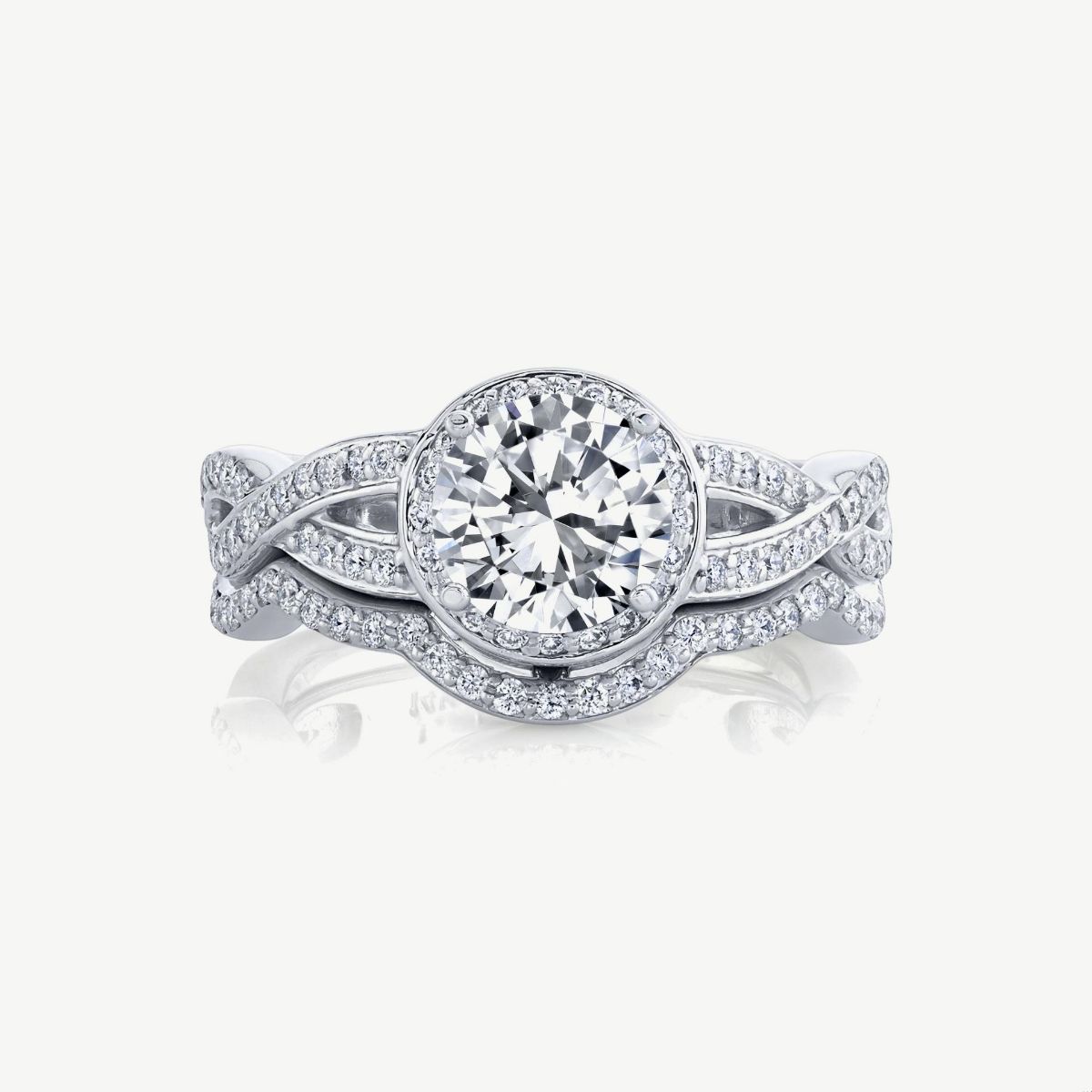 Picture of 14K White Gold Braided Halo Engagement Ring