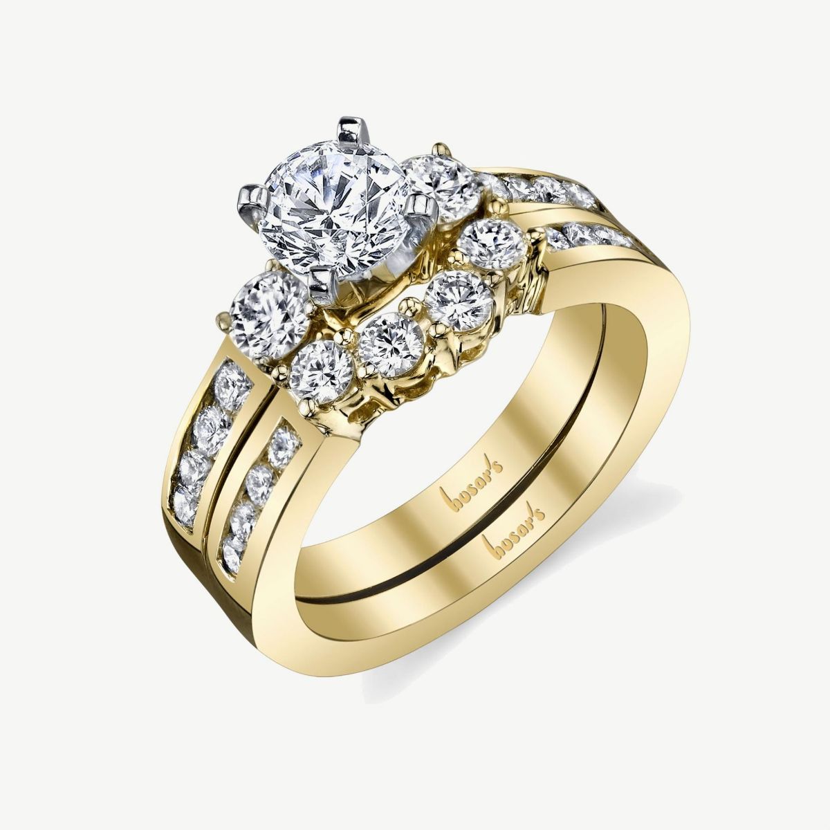 Picture of 14K Yellow Gold Classic Three-Stone Diamond Engagement Ring