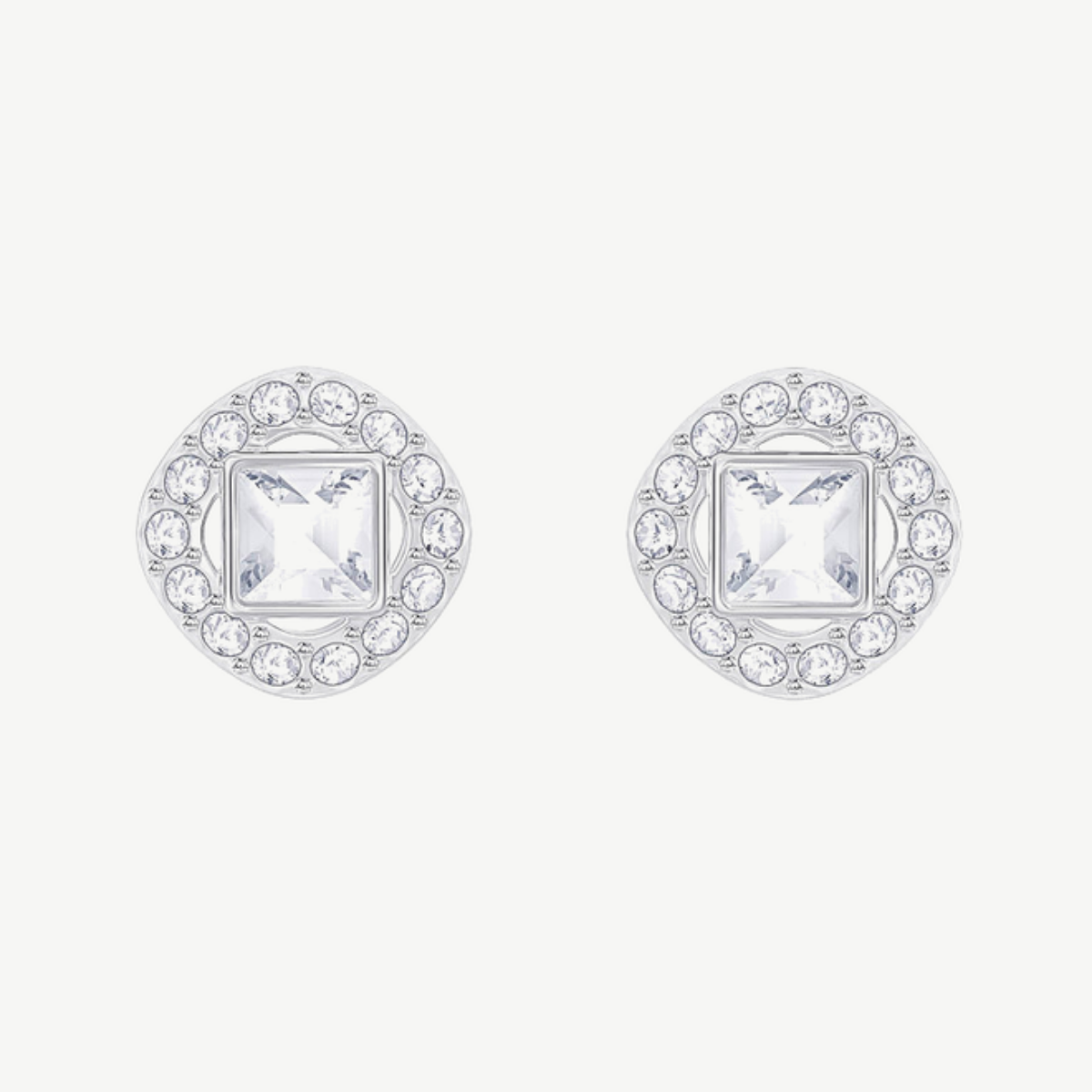 Picture of Swarovski  Angelic Stud Earrings - Square Center Crystal with Halo