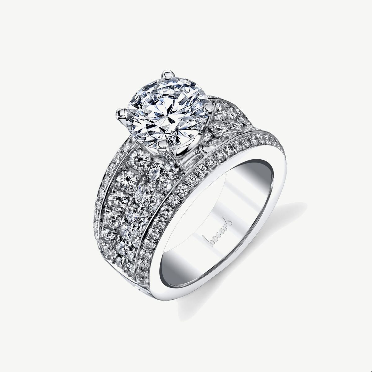 Picture of 14K White Gold Concave Pave Set Diamond Ring
