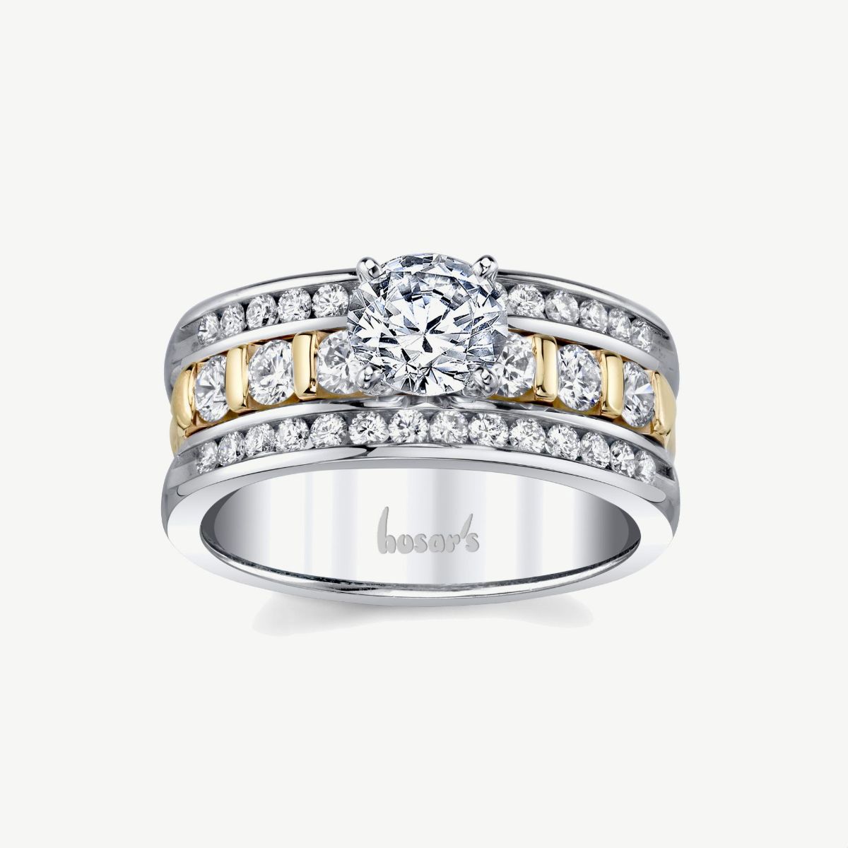 Picture of 14K White and Yellow Gold Three Row Diamond Ring
