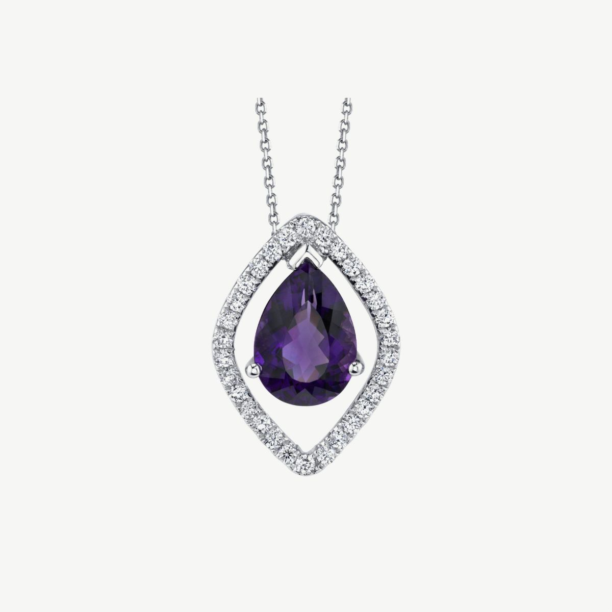 Picture of 14K White Gold Amethyst Diamond Shape Pendant