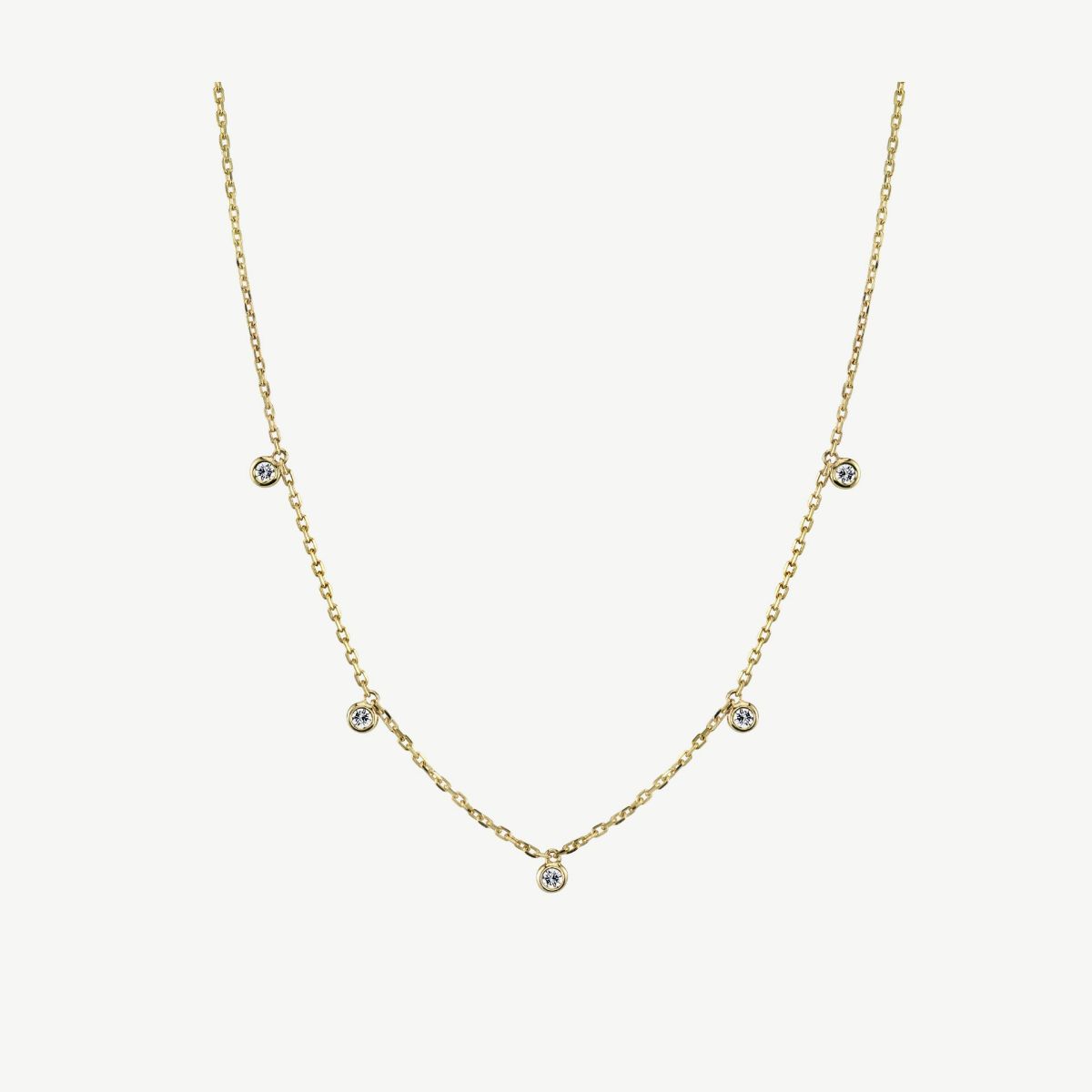 Picture of 14K Yellow Gold Diamond Station Necklace