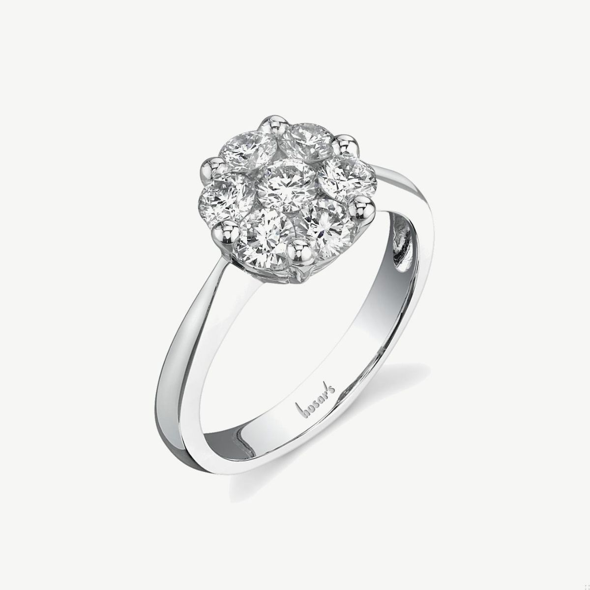 Picture of 14K Gold Cluster Round Prong Set Rounds Pinch Shank Ring