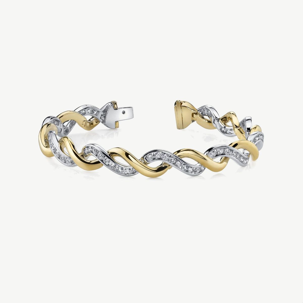 Picture of 14K Yellow and White Gold Twisted 3.5 CTW Diamond Bracelet.