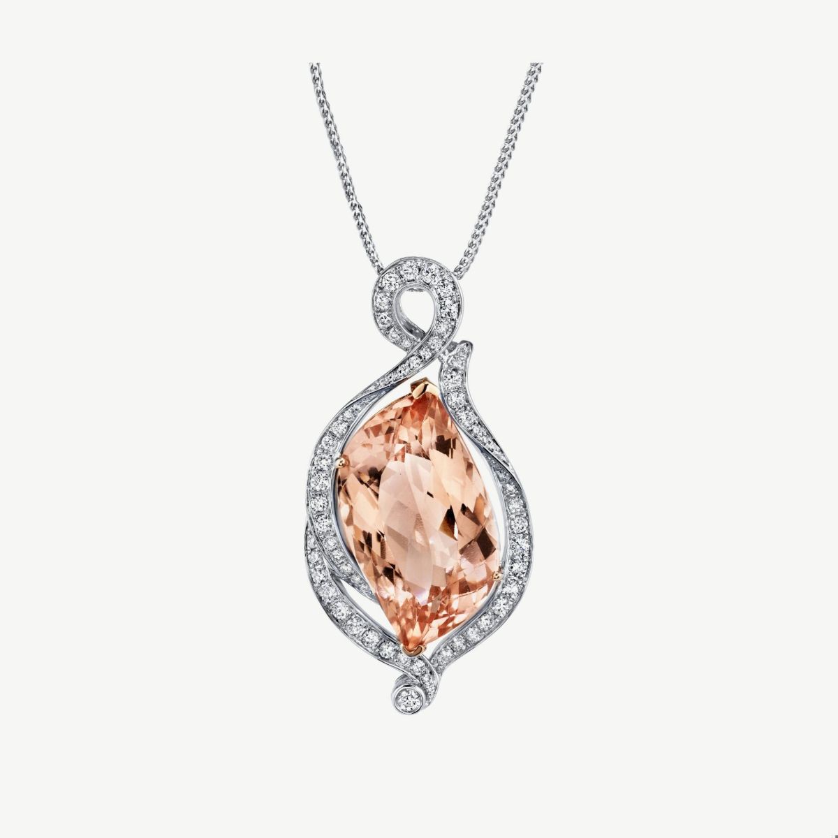 Picture of 14K White Gold Unique Morganite Pendant