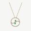Picture of 14K Gold Emerald Circle Pendant with Prong Set Rounds and Swirl Center