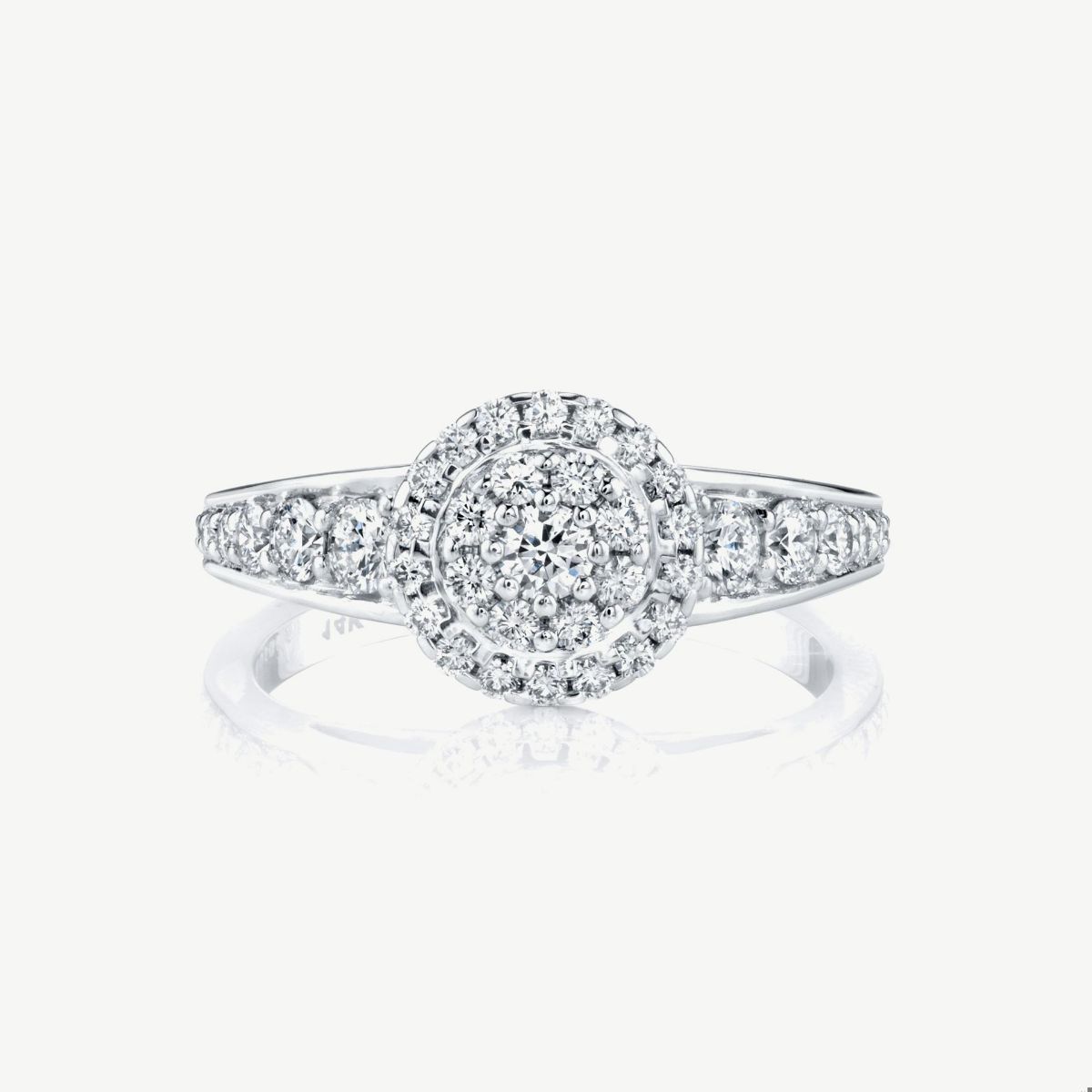 Picture of 14K Gold Cluster Halo Diamond Ring with Tapered Shoulders