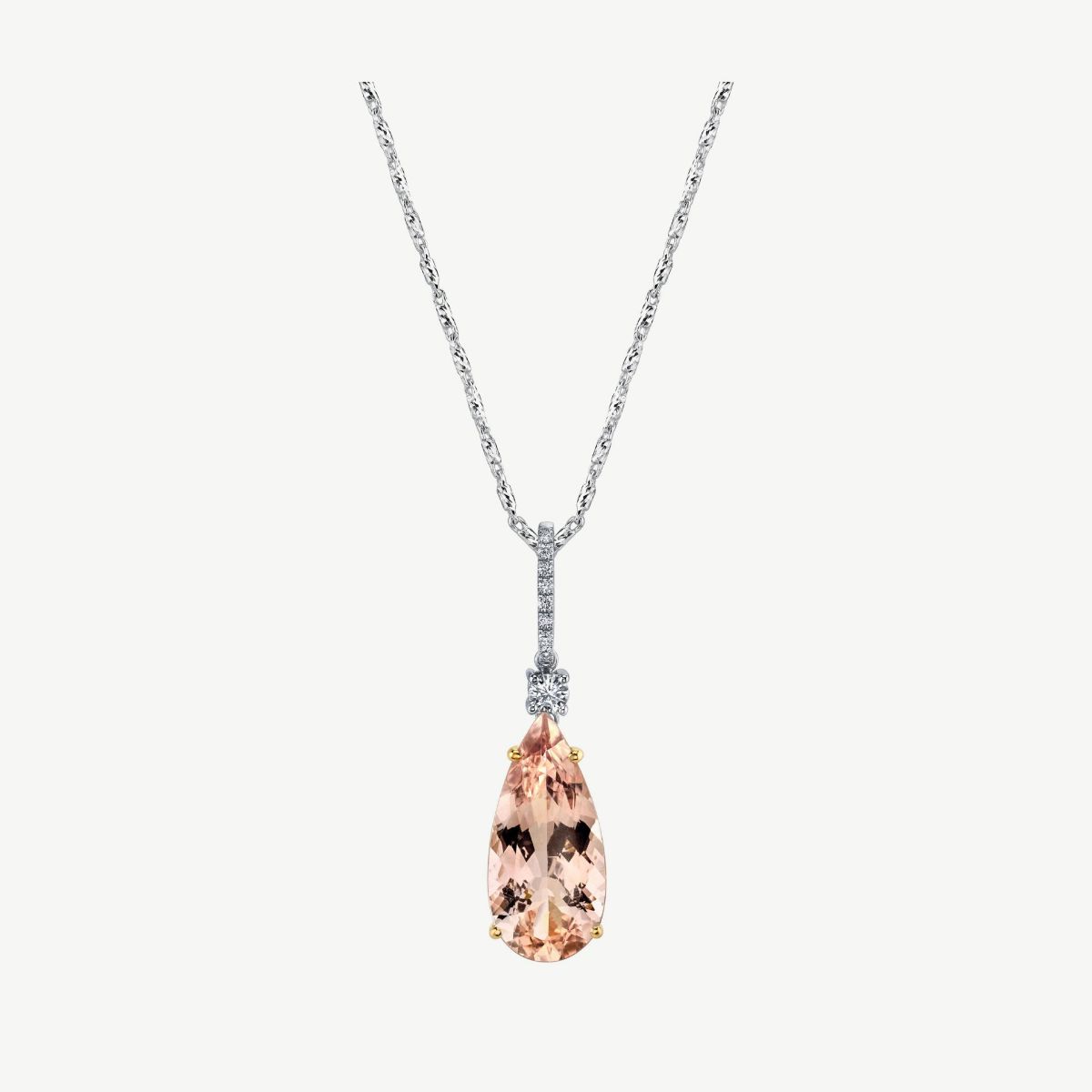 Picture of 14K Gold One-of-a-Kind Morganite Pear Shaped Drop Pendant