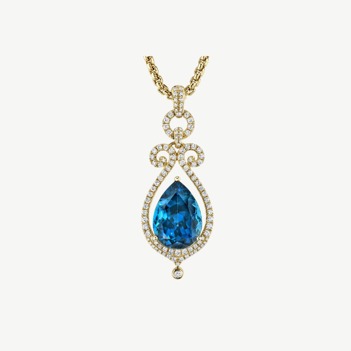 Picture of 14K Yellow Gold Crown Jewel London Blue Topaz Pendant