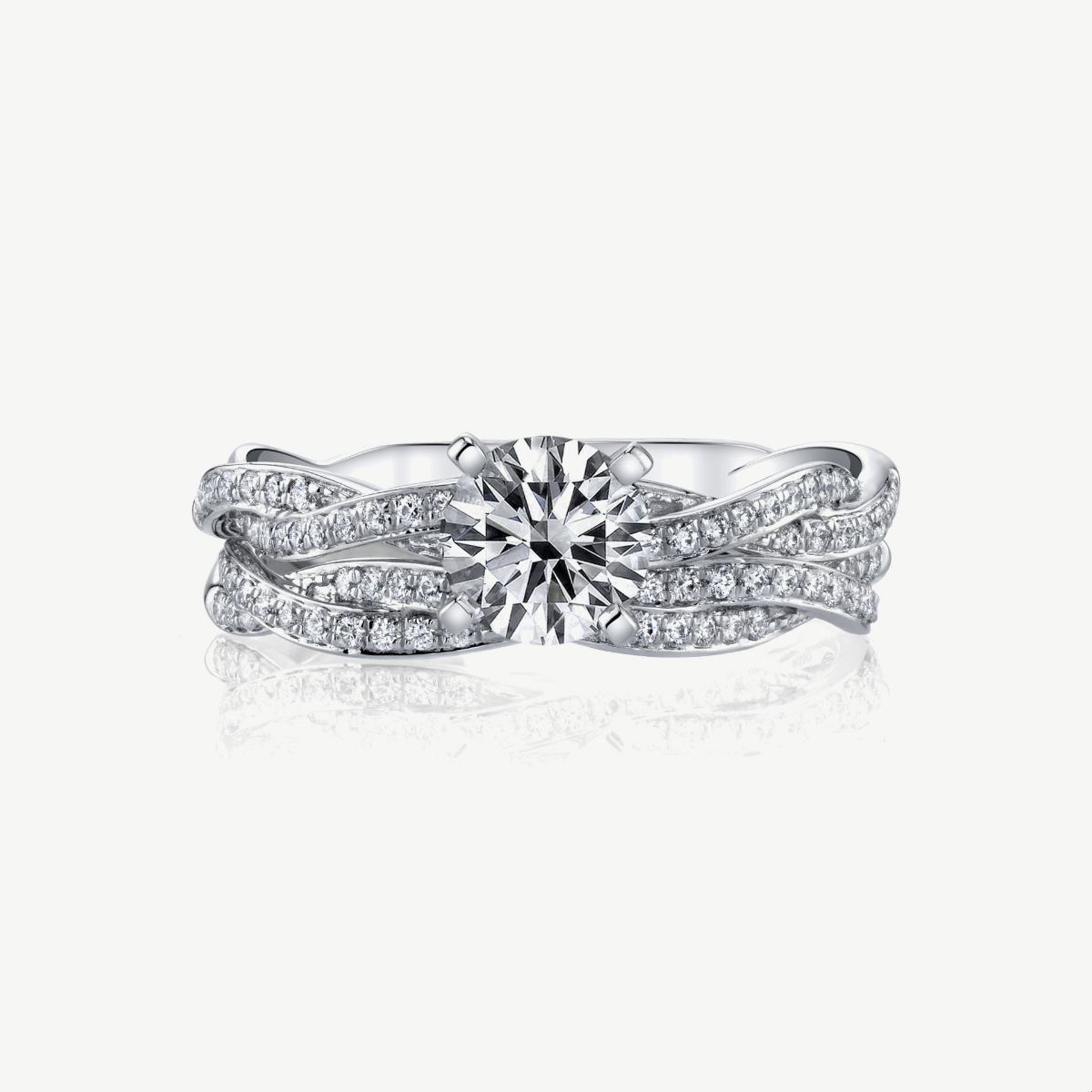 Picture of 14K Gold Twist Diamond Ring with Prong-Set Stones