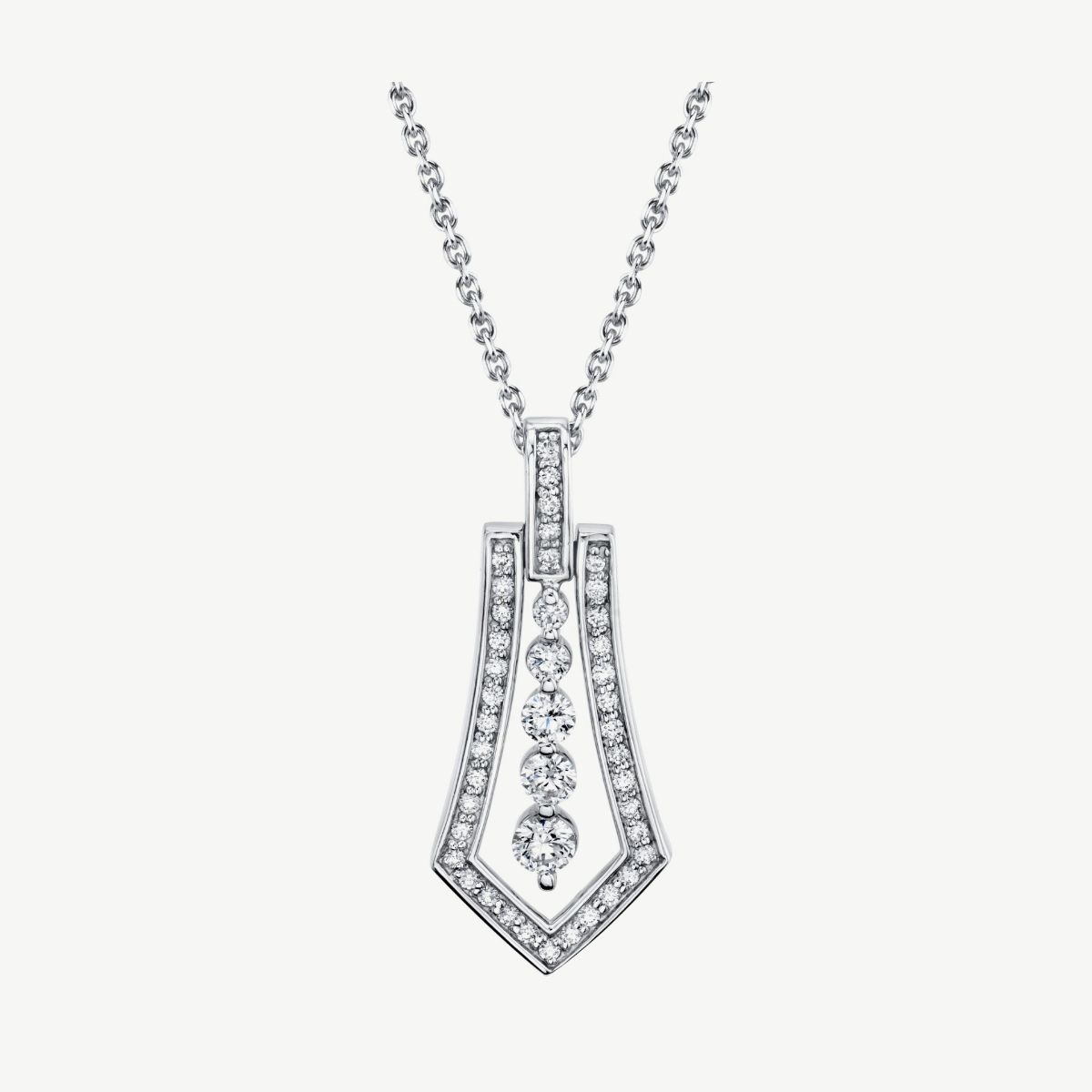 Picture of 14K White Gold Diamond Regal Drop Pendant