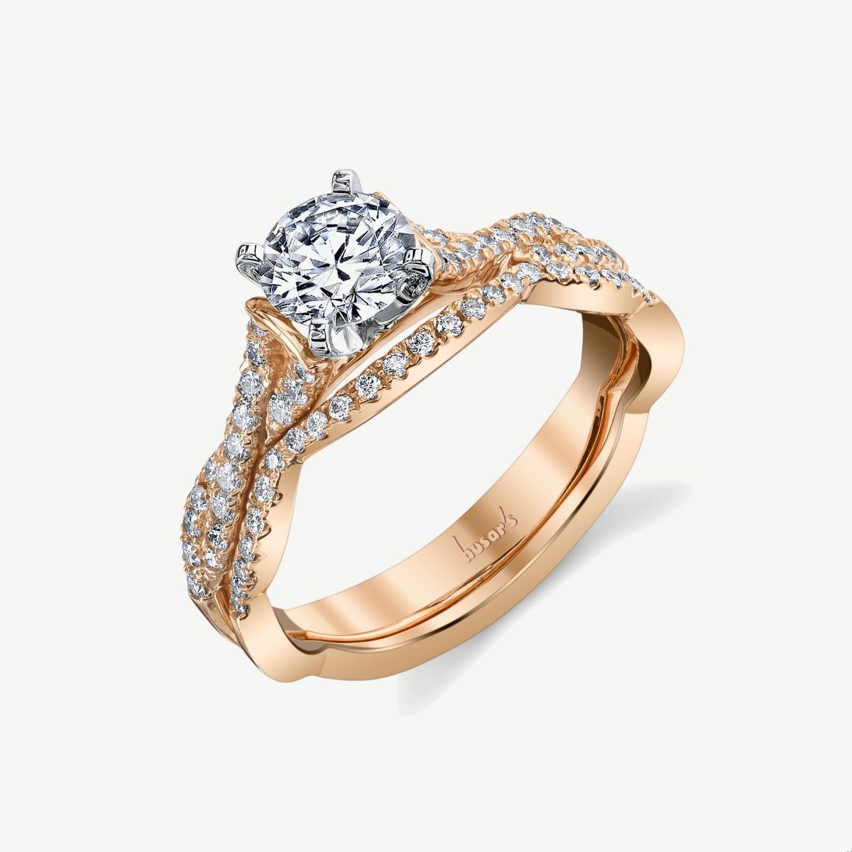 Picture of 14K Rose Gold Twist Cathedral Diamond Ring