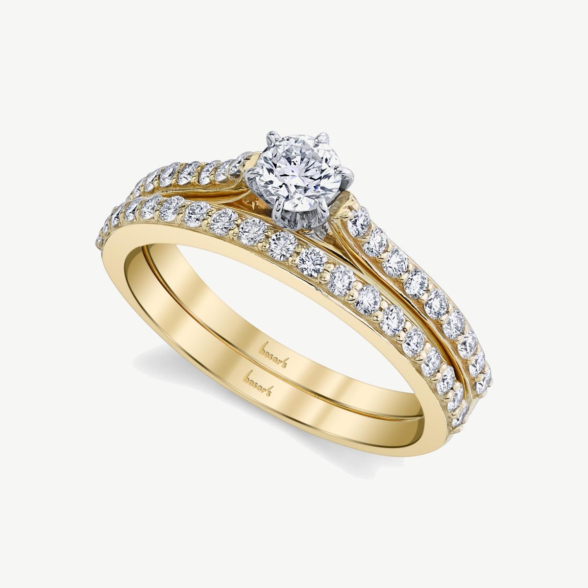 Picture of 14kt Yellow Gold Traditional Diamond Cathedral Engagement Ring