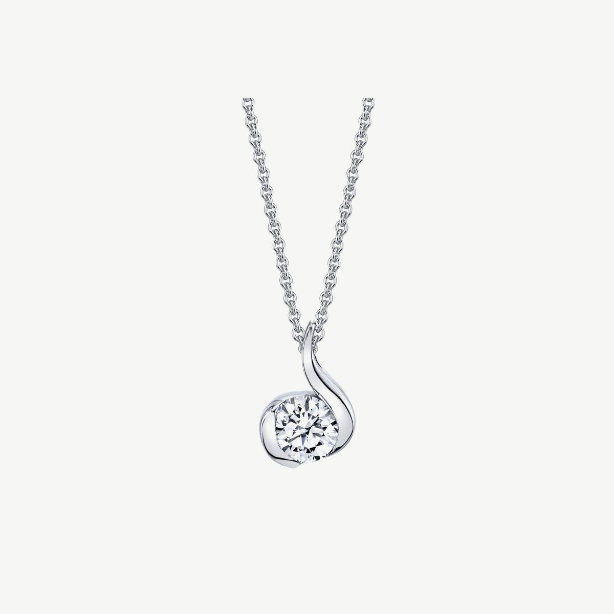 Picture of 14K White Gold Diamond Solitaire Pendant with Bypass and Hidden Bale