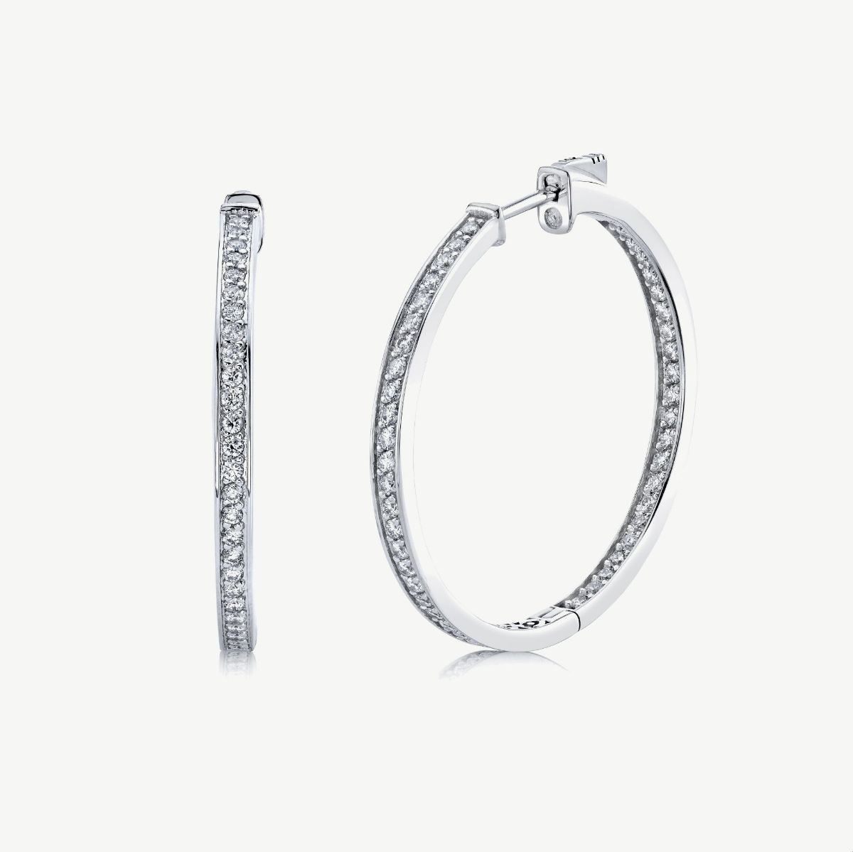Picture of 14K White Gold Inside Out Diamond Hoop