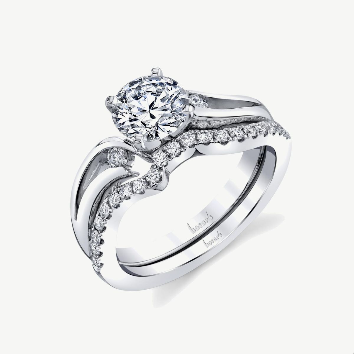 Picture of 14kt White Gold Delicate Three Stone Diamond Engagement Ring