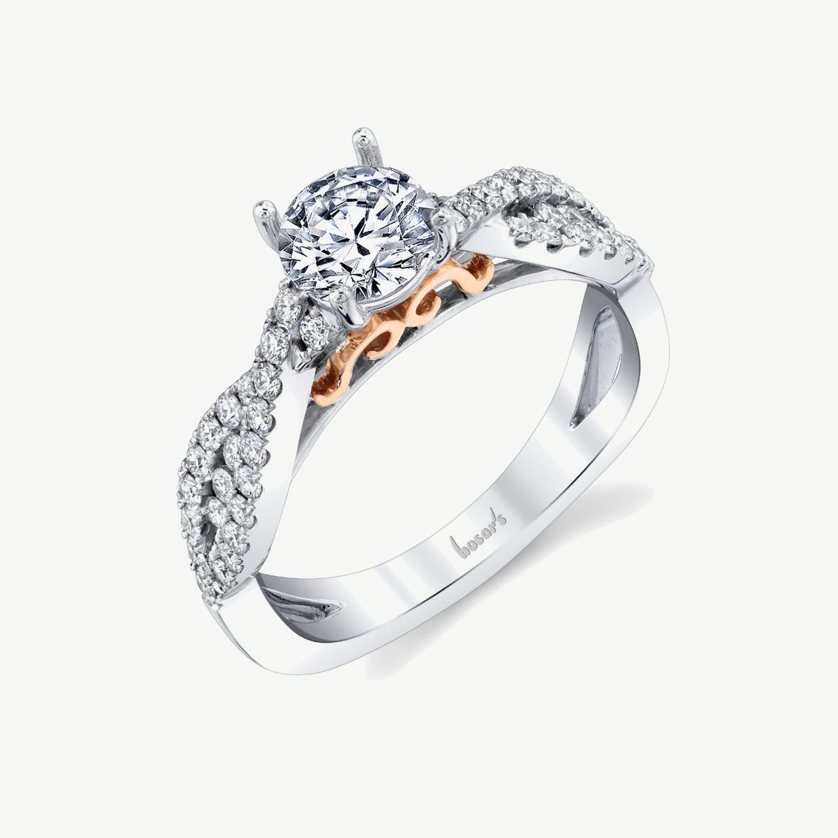 Picture of 14K White and Rose Gold Infinity Inspired Diamond Engagement Ring